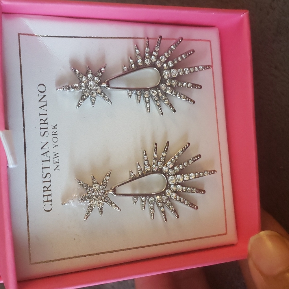 Christian Siriano dangled earrings with rhinestone